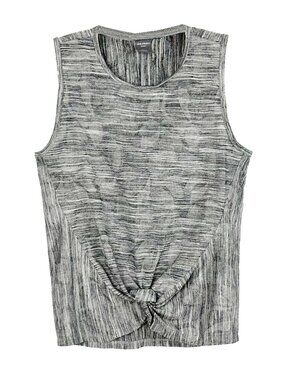 Joe Fresh Active Womens Medium Front Knot Knit Tank Top Heather Grey